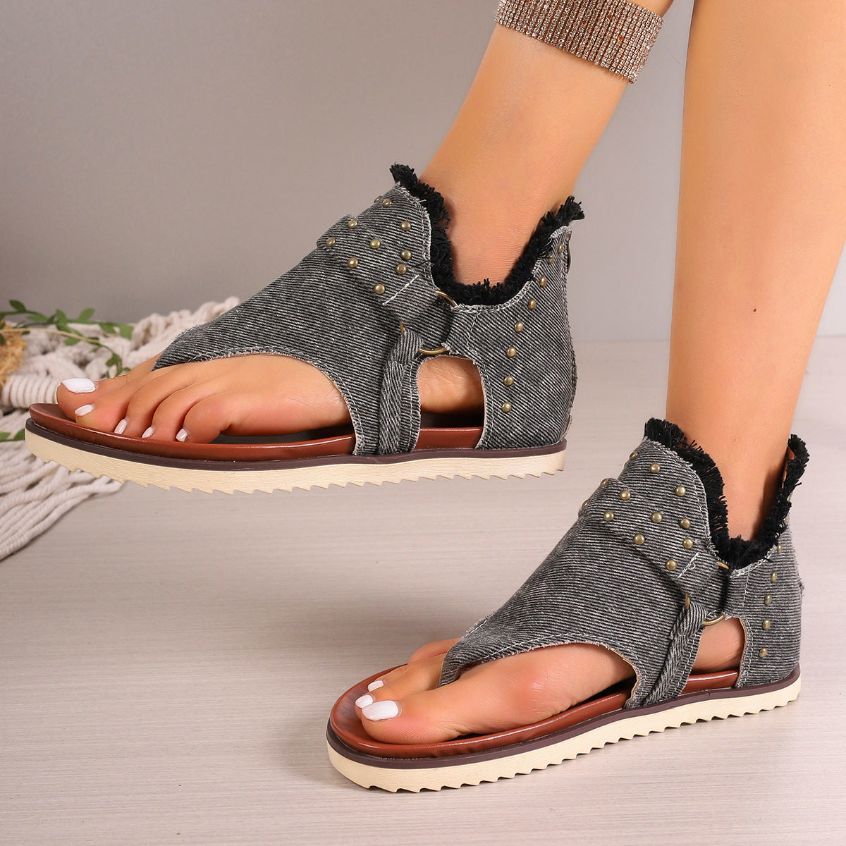 Denim Thong Sandals For Women