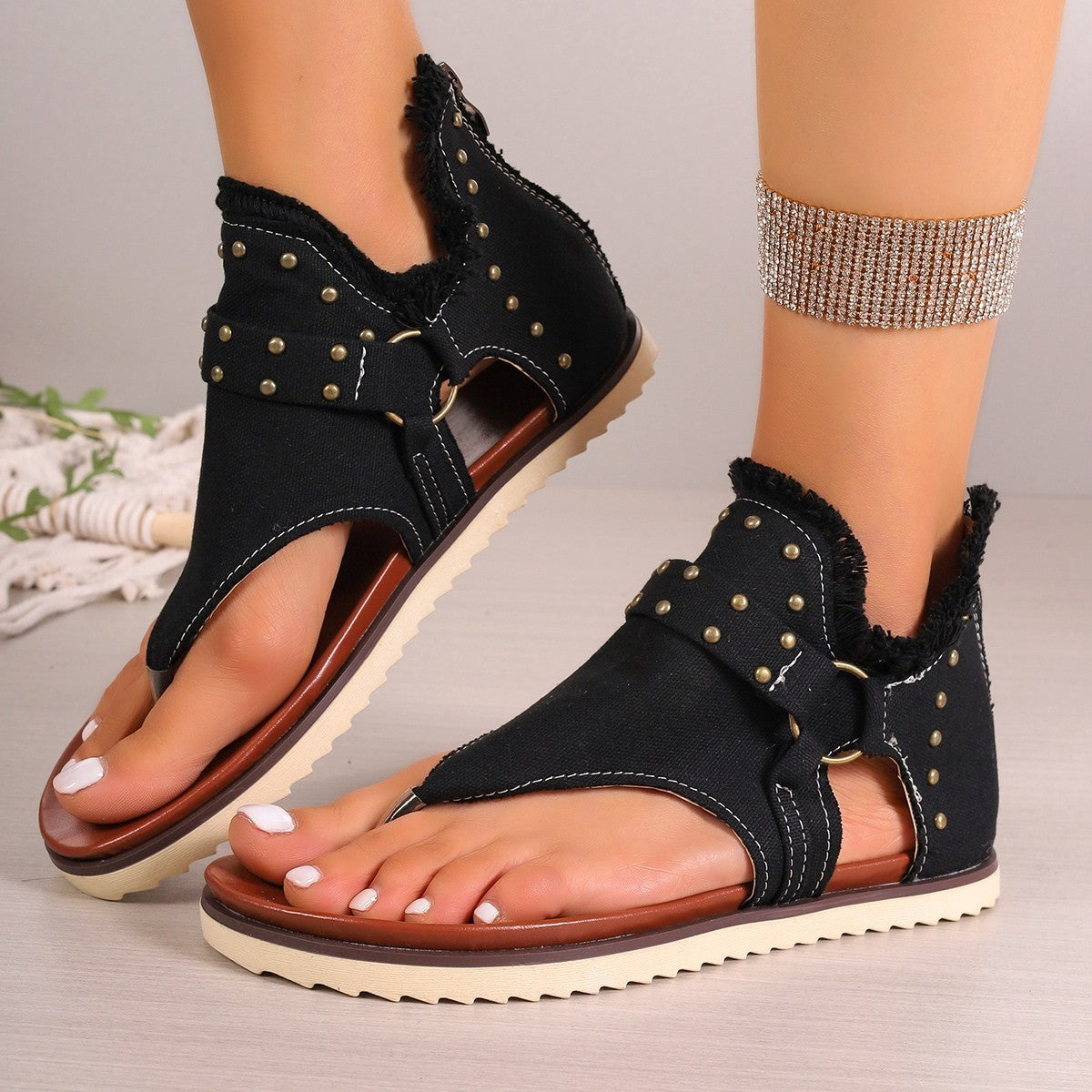 Denim Thong Sandals For Women